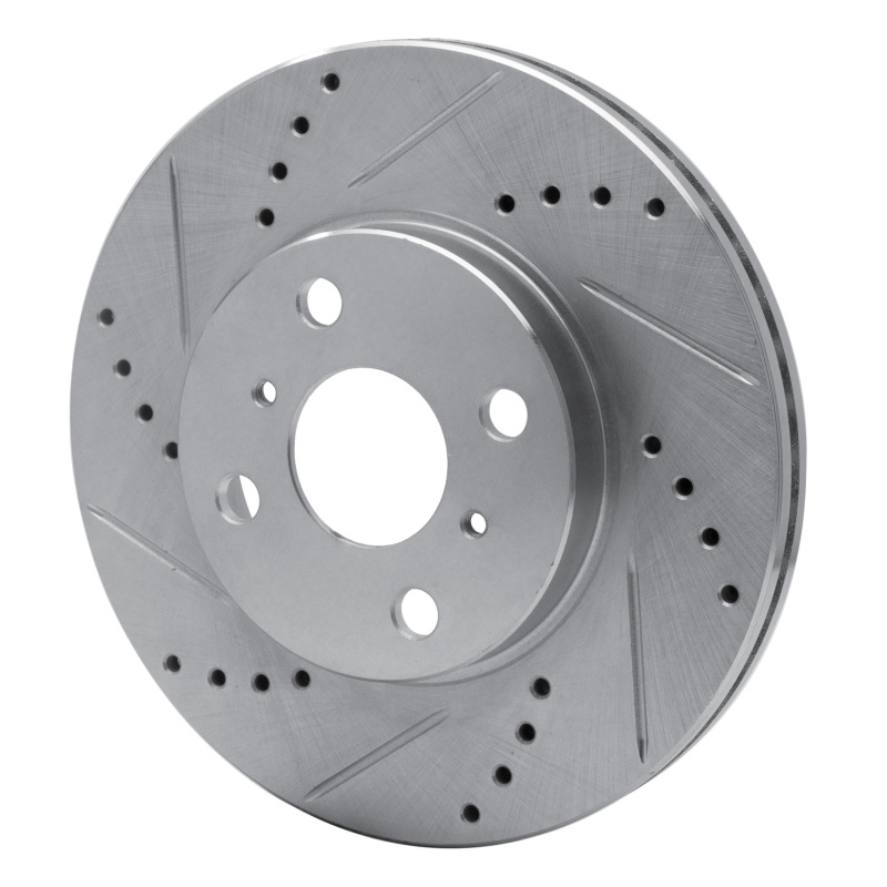 Scion xA Brake Rotor (1) - Front Left - R1 Concepts - Drilled & Slotted - Silver - `04-`06